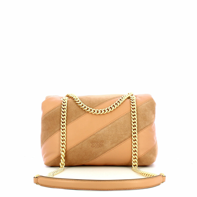 Pinko - Borsa a tracolla Love Puff Suede Rosa Toast Antique Gold - 100038A2JY - ROSA/TOAST-MATT/GOLD-2