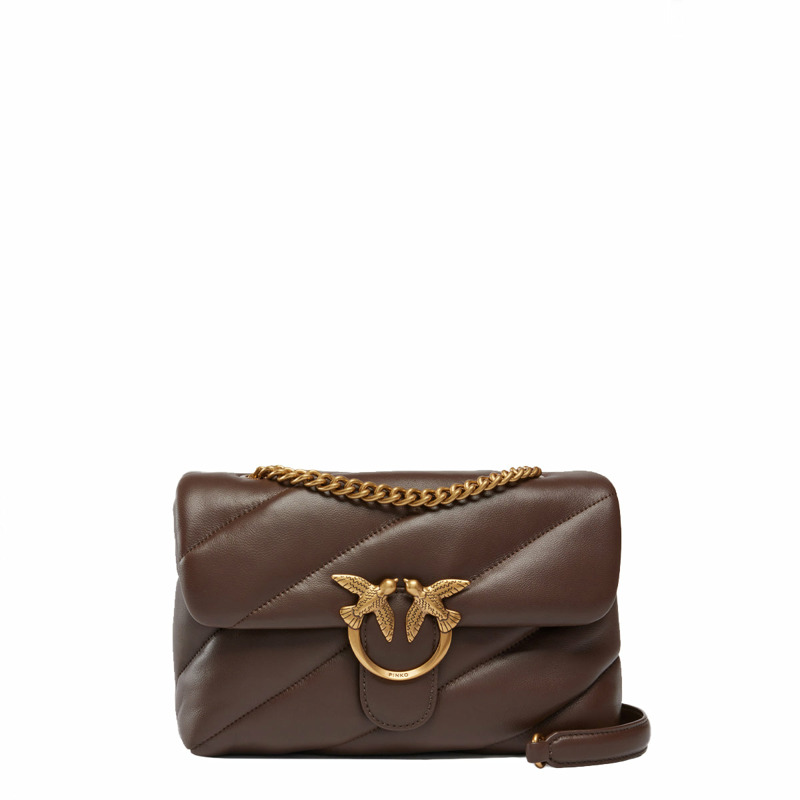 Pinko - Love Puff Marrone Castano Antique Gold Crossbody Bag - 100038A0F2 - MARRONE/CASTANO-ANTIQUE/GOLD-0