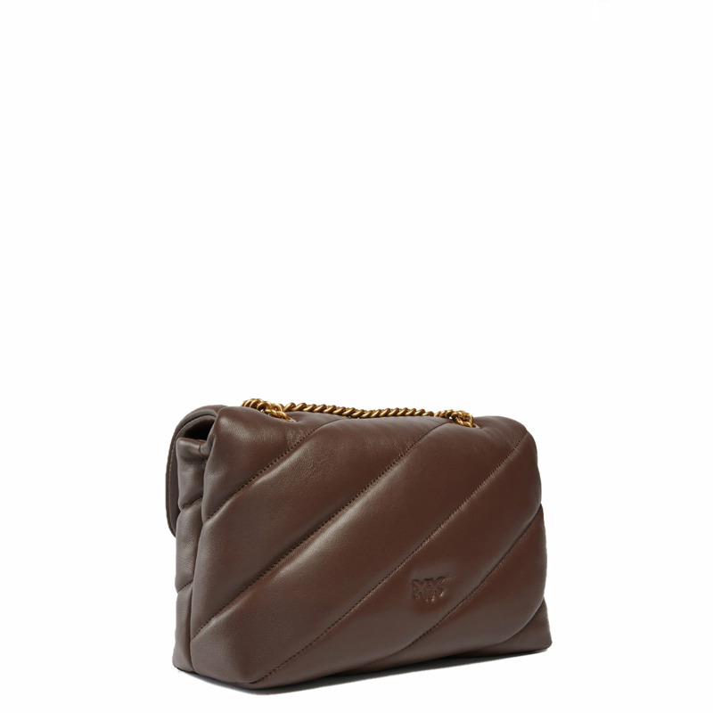 Pinko - Love Puff Marrone Castano Antique Gold Crossbody Bag - 100038A0F2 - MARRONE/CASTANO-ANTIQUE/GOLD-1