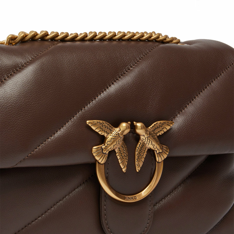 Pinko - Love Puff Marrone Castano Antique Gold Crossbody Bag - 100038A0F2 - MARRONE/CASTANO-ANTIQUE/GOLD-2