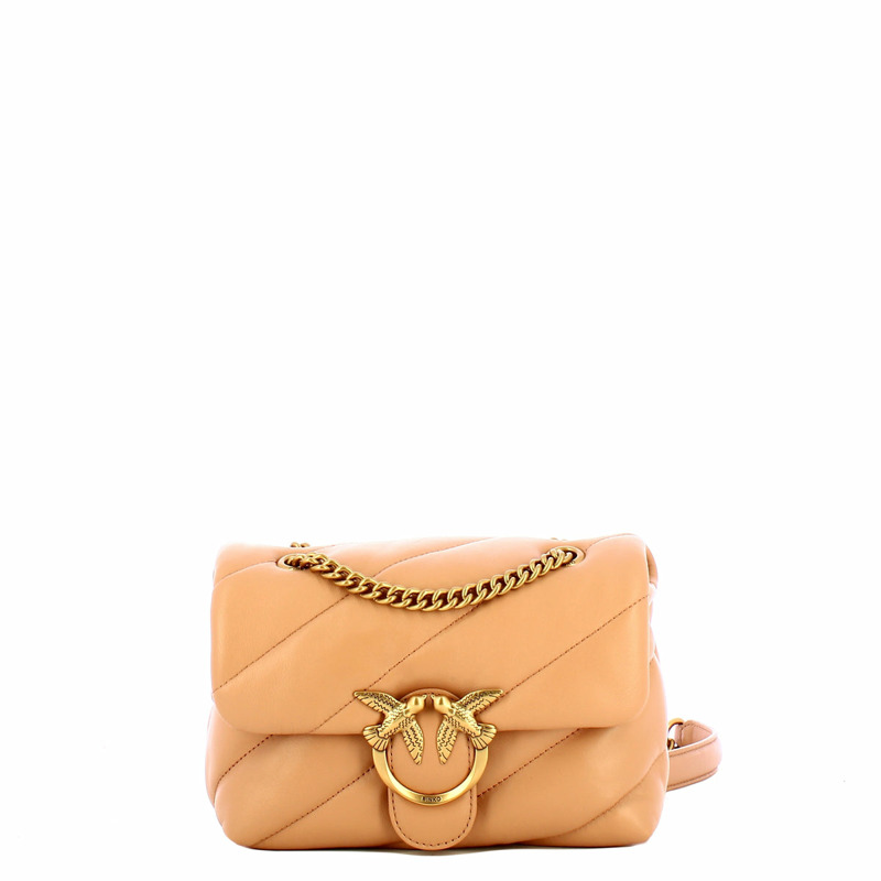 Pinko - Mini Borsa a tracolla Love Puff Maxi Quilt Rosa Toast Antique Gold - 100039A0F2 - ROSA/TOAST-ANTIQUE/GOLD-0