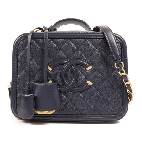 CHANEL 牛皮皮革Vanity Case金扣手挽肩背兩用袋