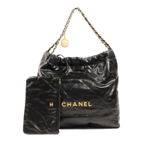 CHANEL 牛皮皮革Chanel 22 Medium金扣鏈帶肩背袋