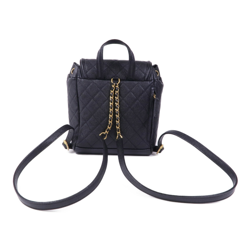 CHANEL 牛皮皮革Backpack金扣背包-1