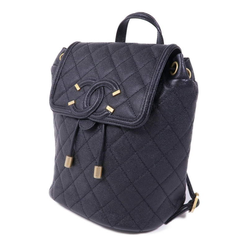 CHANEL 牛皮皮革Backpack金扣背包-2