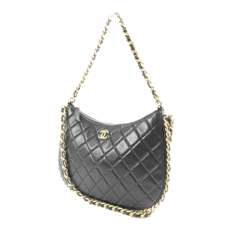 CHANEL 【激減優惠】羊皮皮革Matelasse Chain Shoulder金扣手挽肩背兩用袋-1