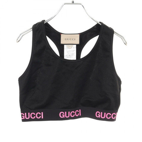 GUCCI 背心 M 碼 693086 棉質尼龍黑色粉紅二手女款
