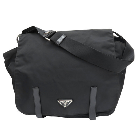 黑色 尼龍帆布 肩背包【PRADA 普拉達】