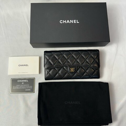 現貨 Chanel黑金荔枝長夾
