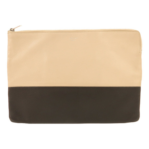 CELINE 牛皮皮革Clutch Bag銀扣手拿包