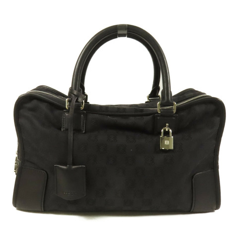 LOEWE 帆布Amazona銀扣手挽袋