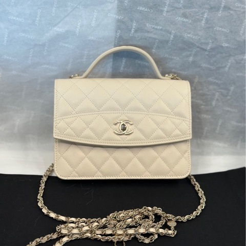 香奈兒CHANEL 25C 三合一 背包 書包 單肩斜挎手提包 米白色