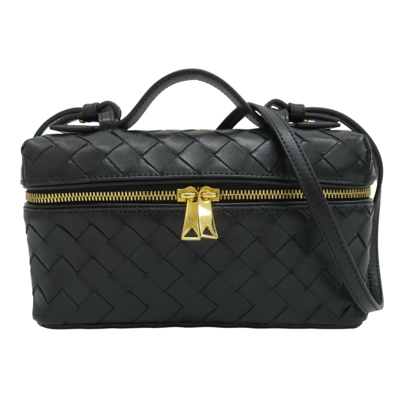 黑色 牛皮編織 Bang Bang Vanity Case 肩背包【BOTTEGA VENETA BV 寶緹嘉】-0