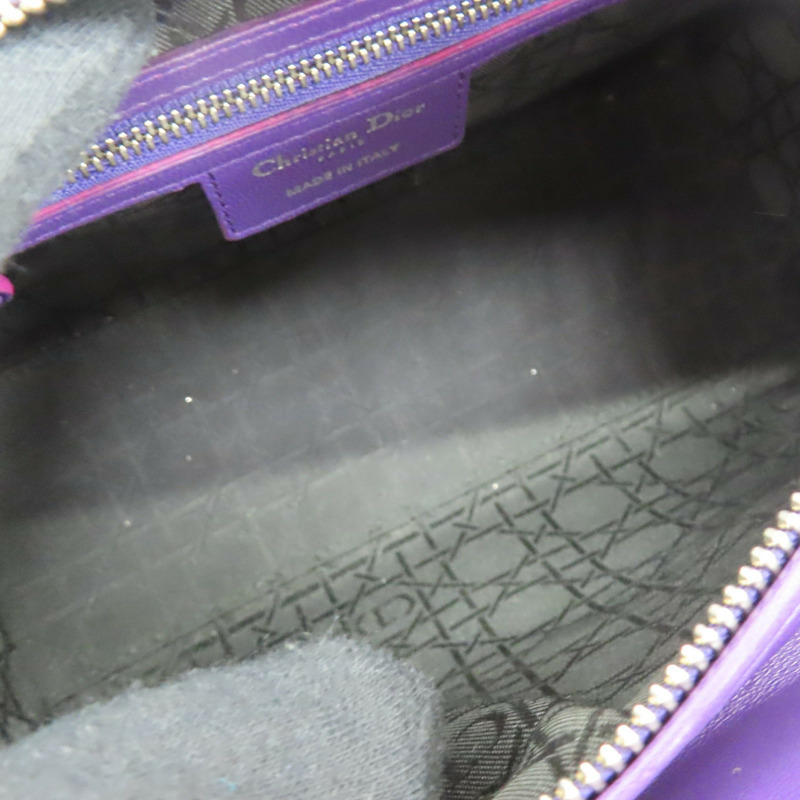 紫色 籐格紋羊皮 Lady Dior 兩用包 [Dior 迪奧]-4