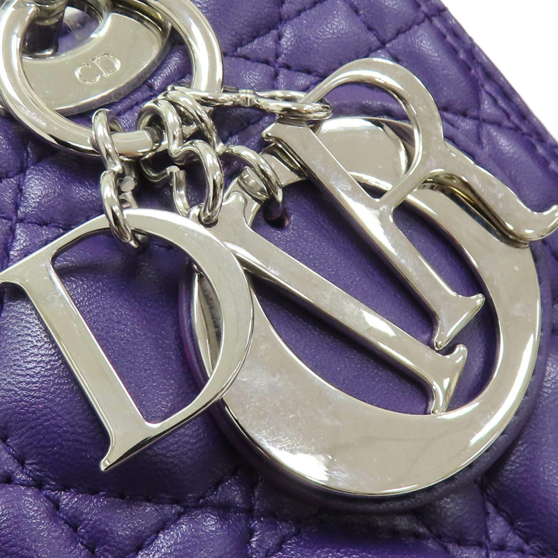 紫色 籐格紋羊皮 Lady Dior 兩用包 [Dior 迪奧]-15