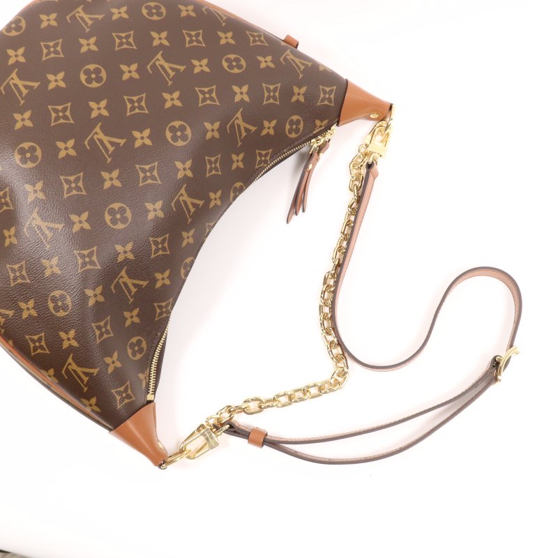 LOUIS VUITTON Monogram Reverse Loop Hobo金扣手挽肩背兩用袋棕色-3