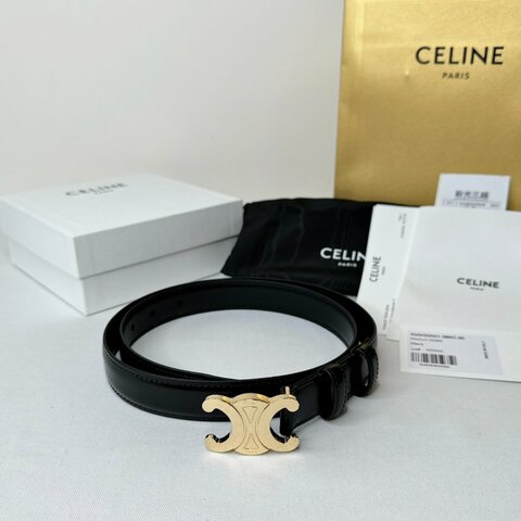 CELINE 凱旋門小牛皮金扣皮帶