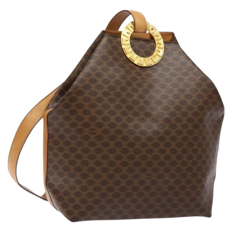 【日本直送】CELINE Macadam 帆布肩背包 PVC 皮革棕金色正品 141402-0