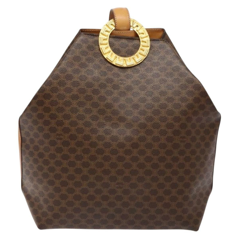 【日本直送】CELINE Macadam 帆布肩背包 PVC 皮革棕金色正品 141402-12