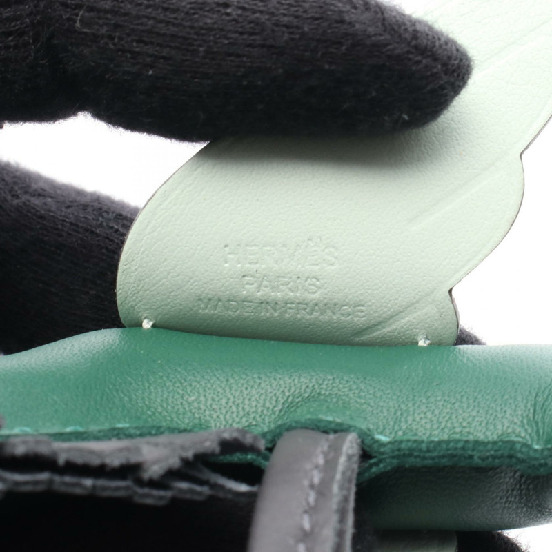 HERMES Rodeo Pegasus PM 吊飾 Agneau milo Swift 皮革 綠灰色 二手 W-2