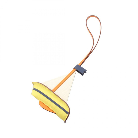 HERMES Sail 24 charm Epsom Barenia 皮革米黃色藍色二手女款 W