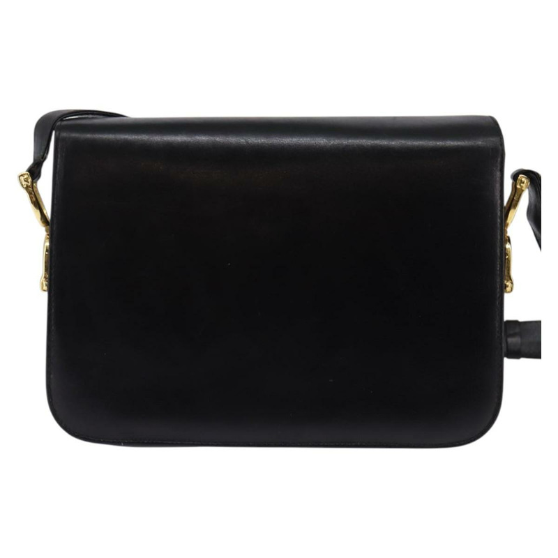 【日本直送】CELINE 馬車肩背包 皮革 黑金 正品 142650-1