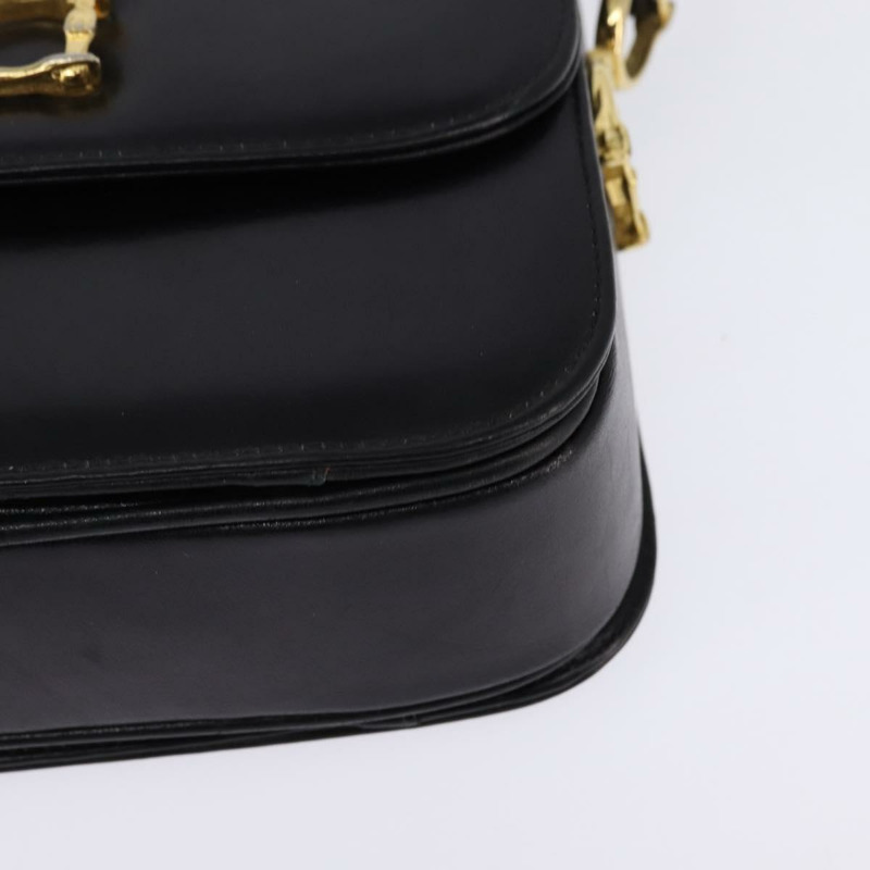 【日本直送】CELINE 馬車肩背包 皮革 黑金 正品 142650-13