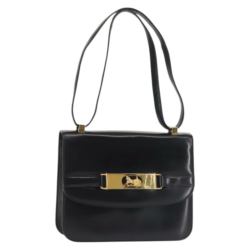 【日本直送】CELINE 馬車肩背包 皮革 黑金 正品 142651-0