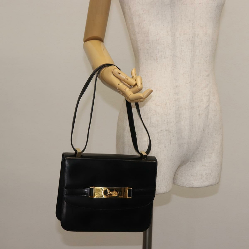 【日本直送】CELINE 馬車肩背包 皮革 黑金 正品 142651-20