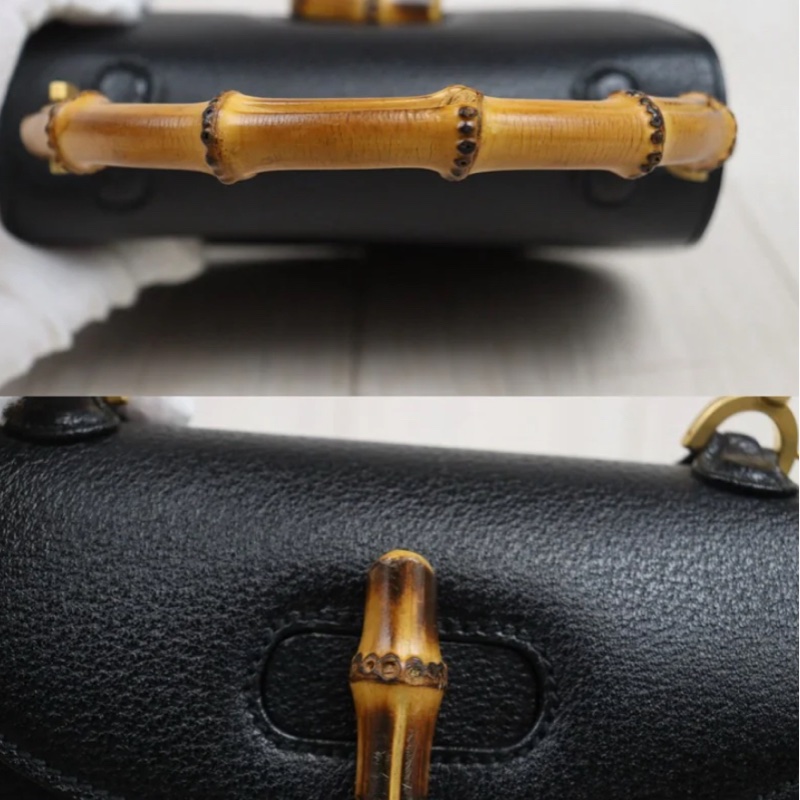「JL精品代購」97新 Gucci黑色竹節包-8