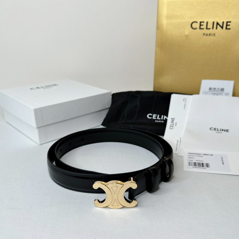 CELINE 凱旋門小牛皮金扣皮帶-0