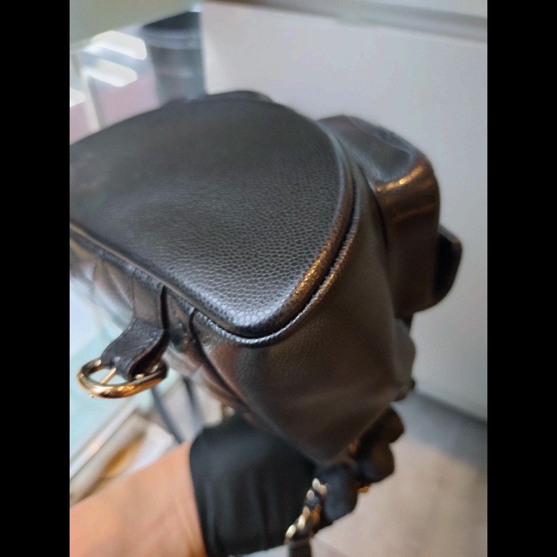 Chanel 淡金鍊黑荔枝皮小號後背包 Duma-36