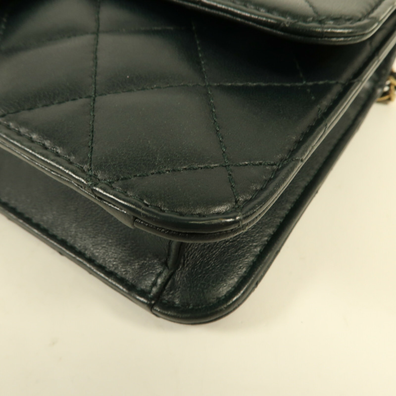CHANEL 牛皮皮革Chain Shoulder Bag金扣鏈帶肩背袋-10