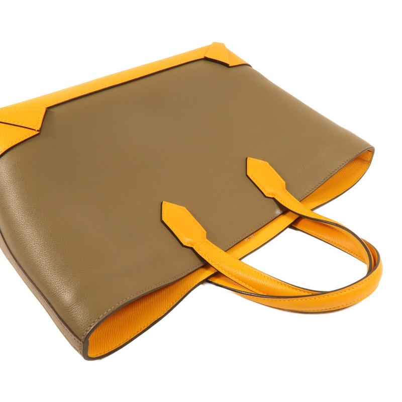 HERMES Epsom皮革Maxibox Cabas 30手挽袋Origan/Jaune D'or-7