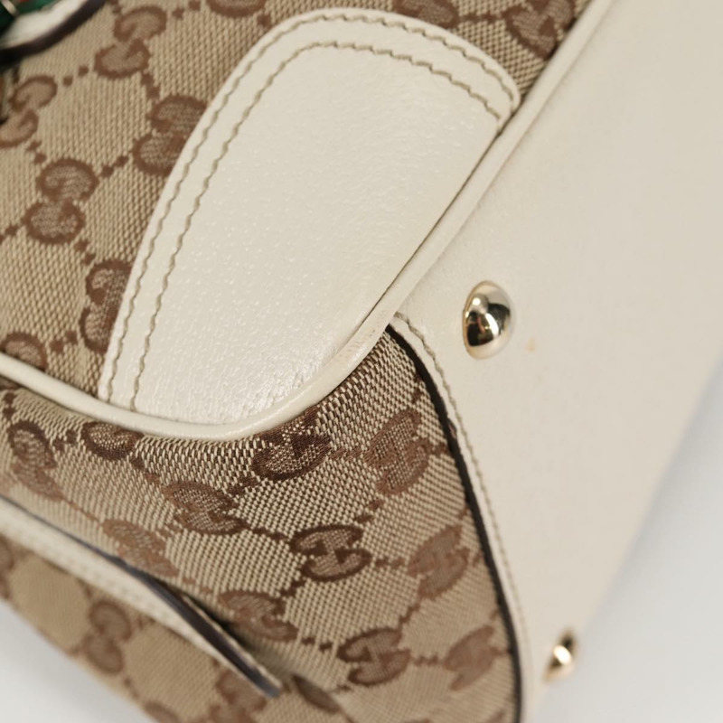 【日本直送】GUCCI 漂亮 GG 帆布織帶雪莉線手提包 米紅色 161720 正品 yk19404V-8