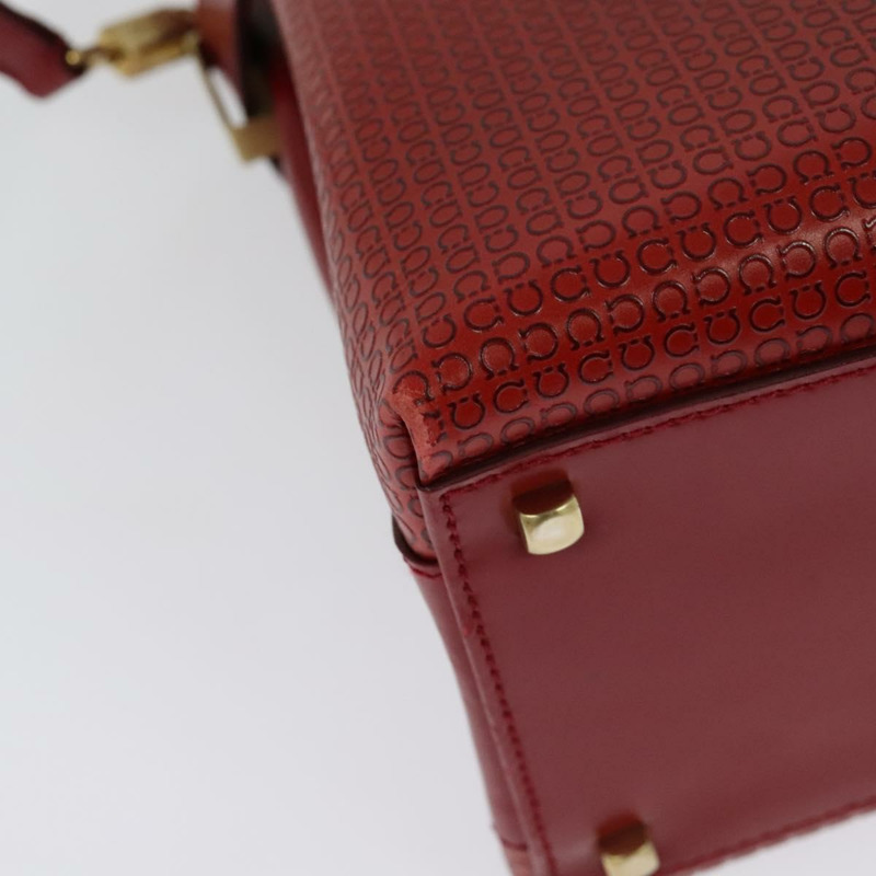 【日本直送】Salvatore Ferragamo Gancini 手提包 皮革 2 向 紅金 正品 141492-16
