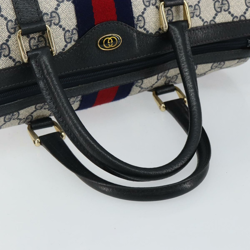 【日本直送】GUCCI GG Supreme 雪莉線波士頓包 PVC 海軍藍金紅色 40 3842 正品 BA5638-6