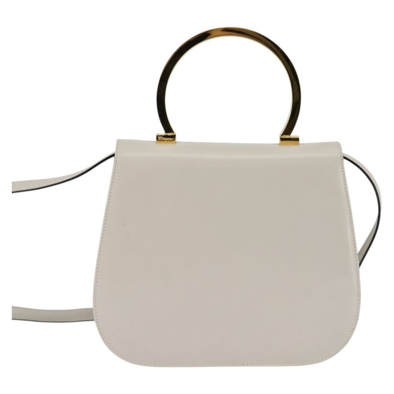 【日本直送】Salvatore Ferragamo 手提包 皮革 2 使用 白金色 正品 BA5896-1