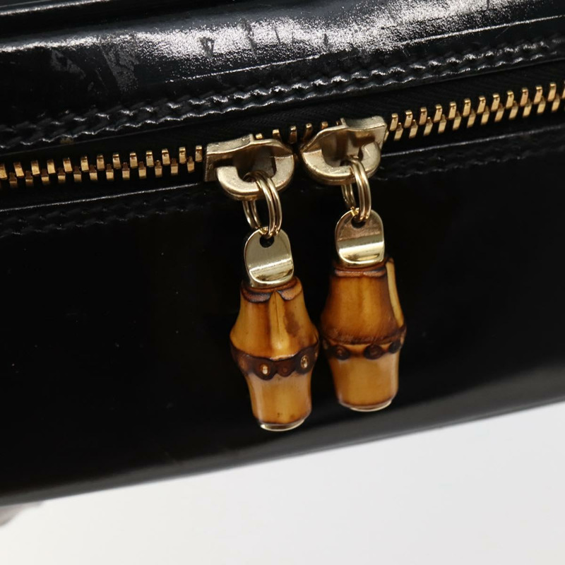 【日本直送】GUCCI 竹製化妝包 琺瑯 黑金 032 1705 0151 正品 BA6332-17