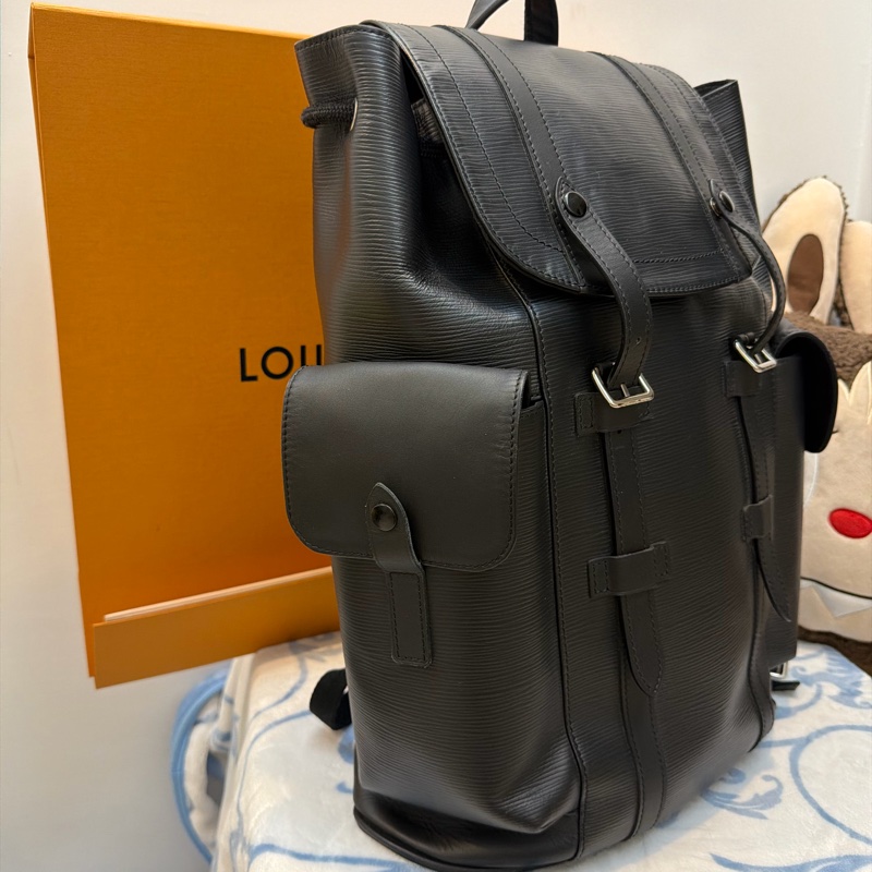 Lv 黑色水波紋男用大後背-1