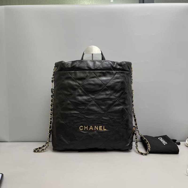 Chanel香奈兒 22bag 黑金全皮手提包 後背包-0