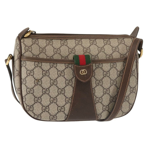 GUCCI GG Supreme Web Sherry Line 包款 PVC 米金色 001.123.6177 正品 142654