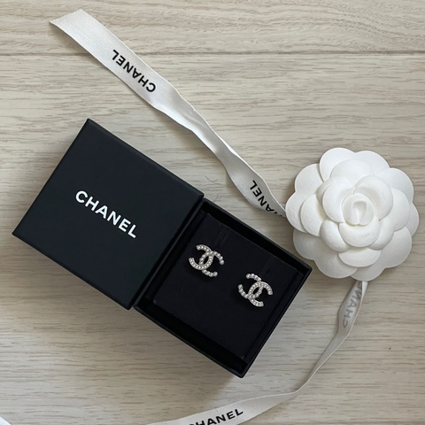 香奈兒 Chanel c logo 雙c 珍珠 水鑽 耳環