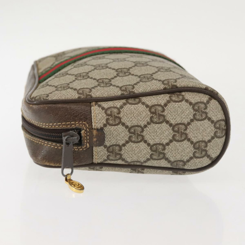 【日本直送】GUCCI GG Supreme Web Sherry Line 手拿包 PVC 米金色 010 378 正品 BA6330-3