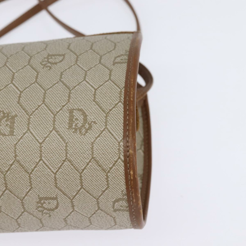 【日本直送】Christian Dior 蜂巢帆布肩背包 PVC 米色金色 正品 BA5627-13