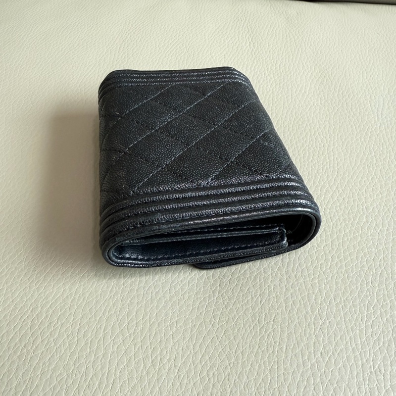 「M.Y精品」 Chanel 小香 Boy 短夾 荔枝皮 黑復古金-12