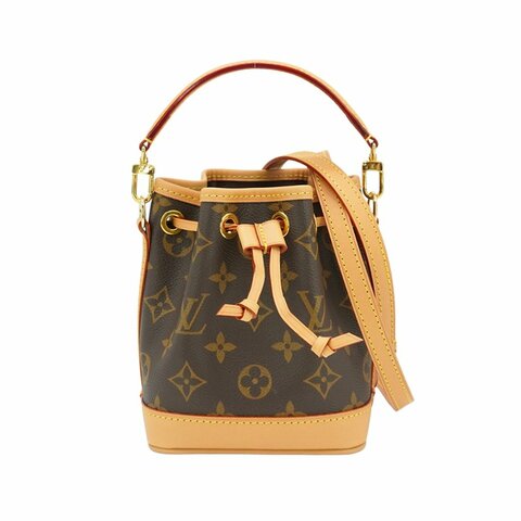 Louis Vuitton 展示品 Nano Noe 帆布斜背迷你二用水桶包(M81266-咖)