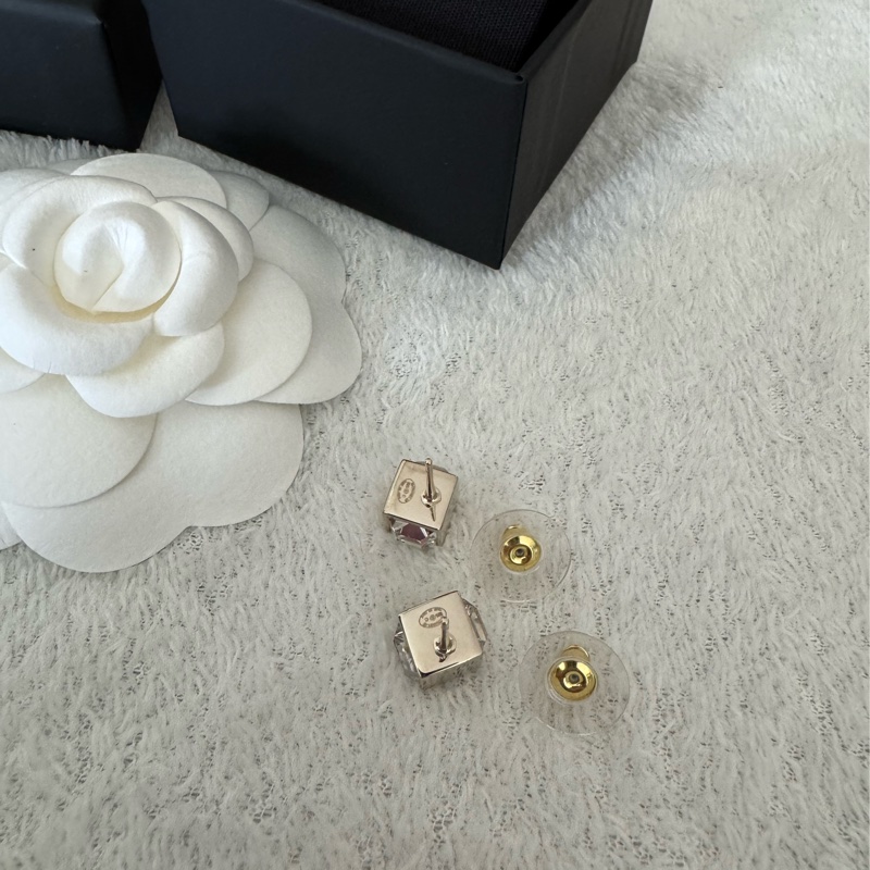Chanel CC logo 水鑽 方塊 耳環 耳釘 ABE805-4