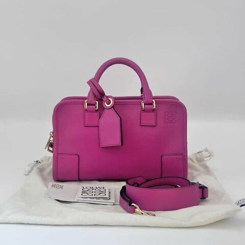 LOEWE 玫粉色金扣亞馬遜小號手提斜背包24*15*10 98新配件塵袋