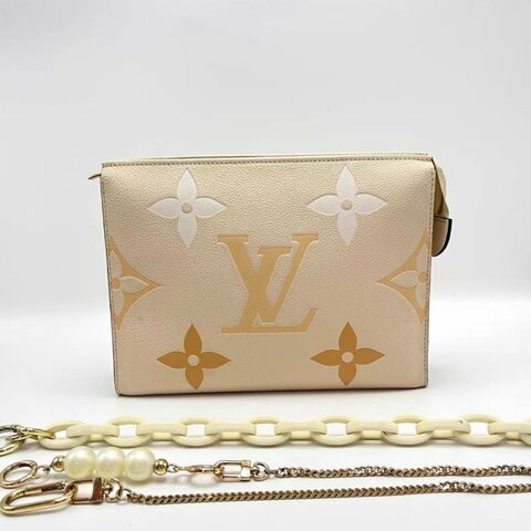 LV 限定全皮壓花香草漸變盥洗包芯片款 26*19.5*5 98新配件塵袋